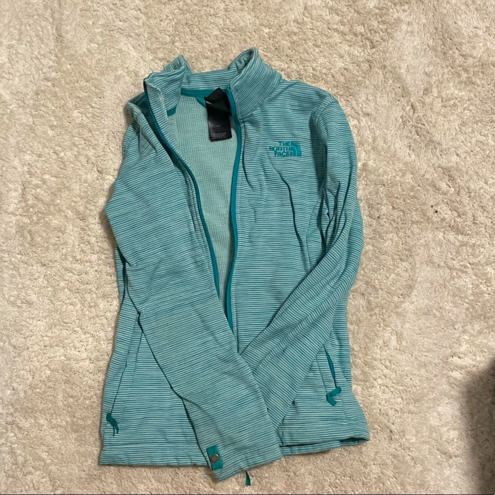 Girls Green Striped Zip Up Sweatshirt